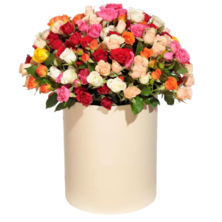 Mixed roses in a hatbox | Flower Delivery Perm