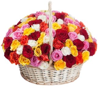 51 colorful roses in the basket | Flower Delivery Perm